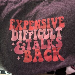 Hanes Dark Heather Tee with Pink and Coral Graphic